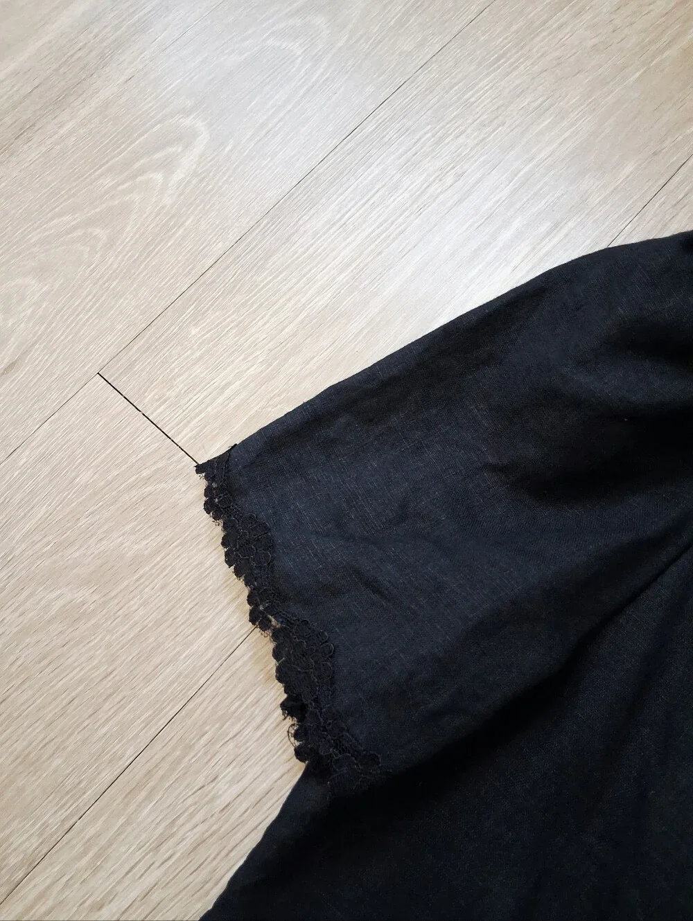 Reformation Anabella Black Linen Blouse Milkmaid Lace Parisian